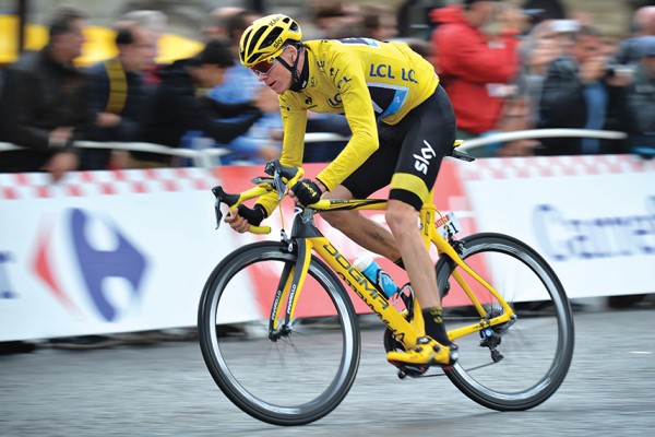 July 26, 2015 - Paris, France - Team Sky's CHRIS FROOME of Great Britain on his way to winning the 2015 Tour de France during Stage 21 of the cycling race on Paris' Champs-Elysees. (Credit Image: ? David Stockman/Belga via ZUMA Press via ZUMA Press)