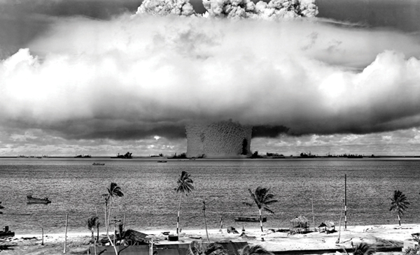 United States detonating an atomic bomb at Bikini Atoll in Micronesia for the first underwater test of the device in 1946. World History Archive